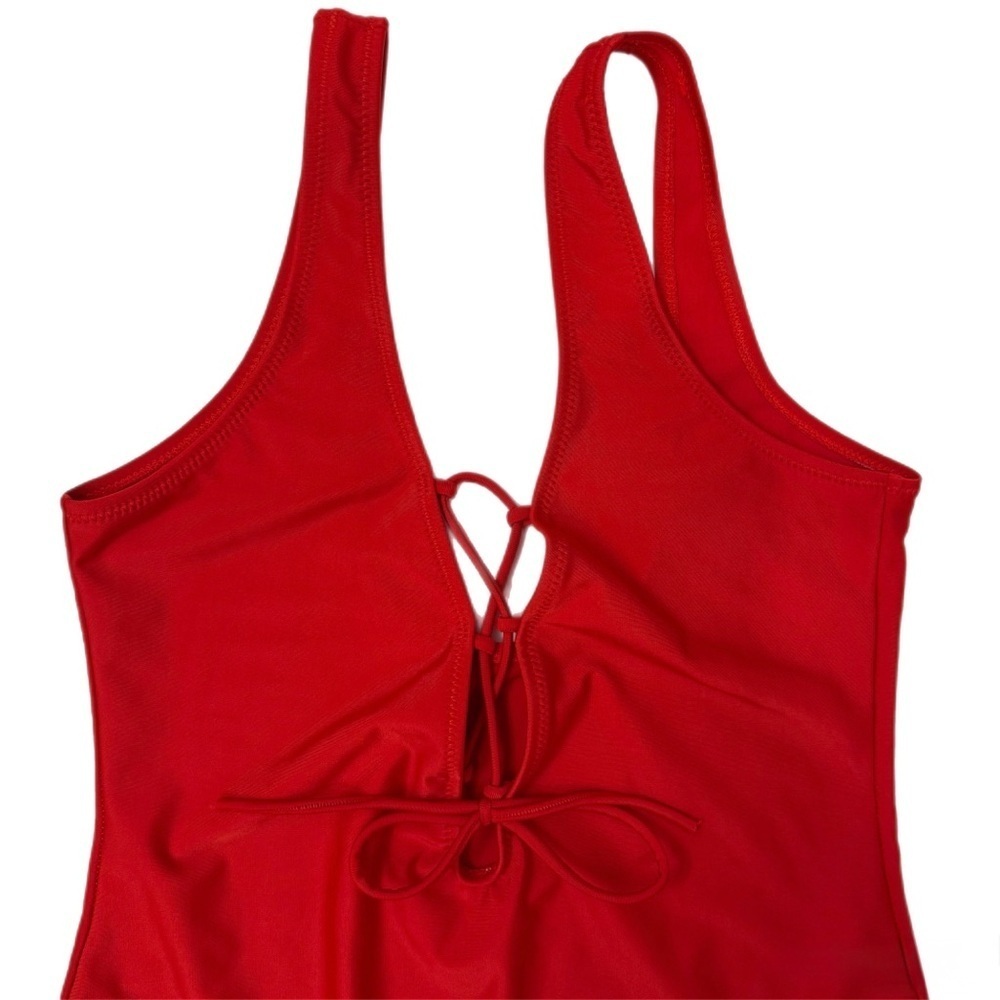 Elegant Red Women's One Piece Swimsuit - Picture 3 of 5
